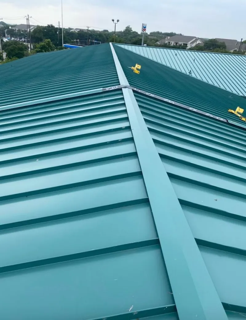 Green commercial metal roof ridge and valley for Metal Roof Repair in Washington Court House
